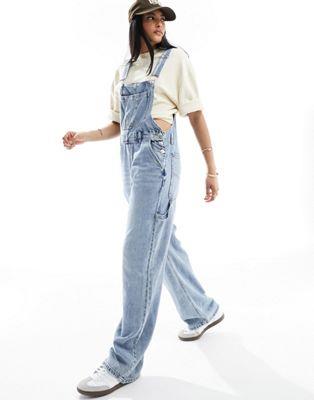 Pimkie denim wide leg dungarees in blue wash レディース