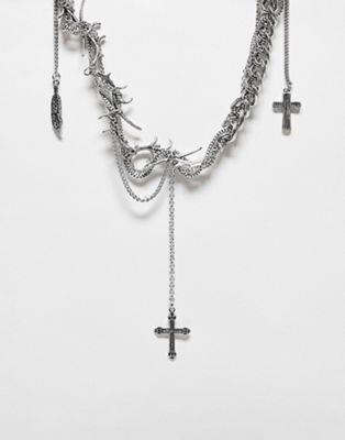 Reclaimed Vintage ジュエリー ネックレス Reclaimed Vintage unisex tangled chain necklace with charms in silver カラー:silver■ご注文の際は、必ず...