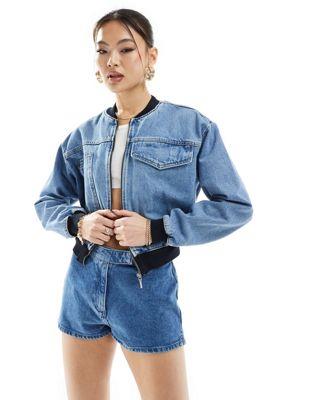 リバーアイランド リバーアイランド River Island denim cropped jacket in blue レディース