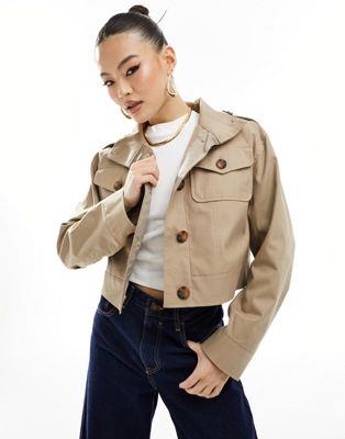 リバーアイランド リバーアイランド River Island cropped trench jacket in beige レディース