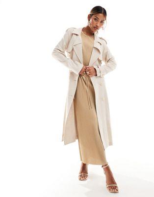 リバーアイランド リバーアイランド River Island belted trench coat in cream レディース