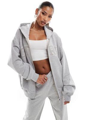 The Couture Club co-ord logo zip up hoodie in grey fB[X