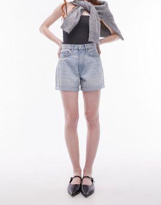 トップショップ Topshop denim roll hem shorts in bleach レディース