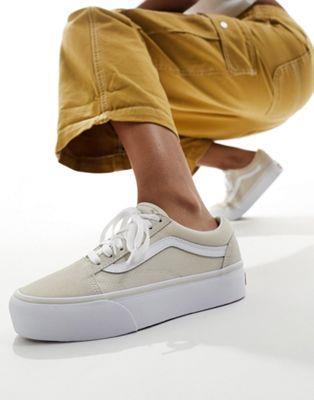 バンズ Vans Old Skool Platform trainers in light grey レディース