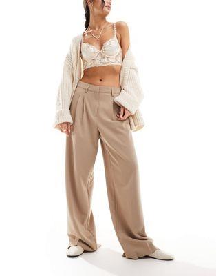 ヴェロモーダ Vero Moda wide leg dad trousers in stone レディース