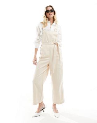 Whistles front tie dungarees in ivory レディース