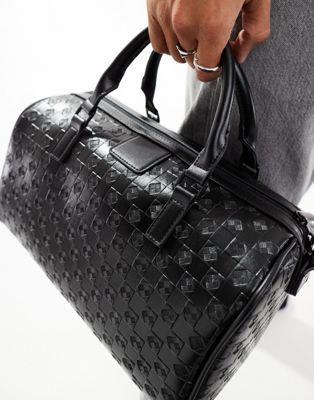 GC\X ASOS DESIGN medium bowling bag with checkerboard emboss in black Y