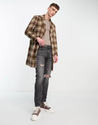 Bolongaro Trevor wool coat in brown check メンズ