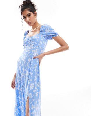 ɥȡ꡼ &Other Stories puff sleeve midi dress in blue floral print ǥ