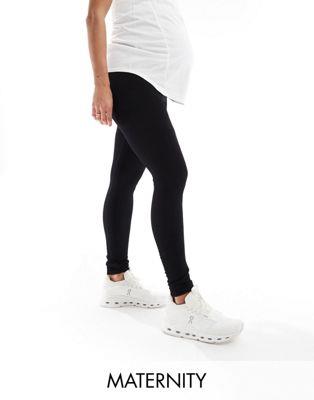 GC\X ASOS 4505 Maternity Icon seamless rib gym legging in black fB[X