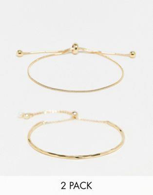 エイソス エイソス ASOS DESIGN pack of 2 bracelets with simple toggle detail in gold tone レディース