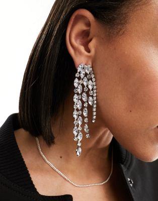 エイソス エイソス ASOS DESIGN drop earrings with teardrop crystal design in silver tone レディース