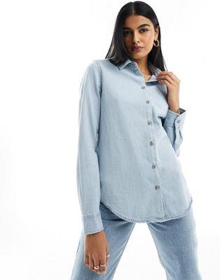 GC\X ASOS DESIGN denim easy shirt in bleach wash fB[X