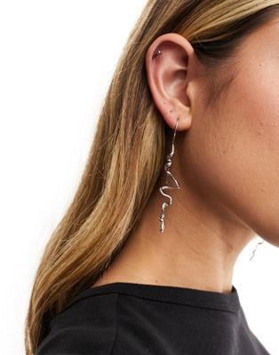 エイソス エイソス ASOS DESIGN pull through earrings with textured abstract wiggle design in silver tone レディース