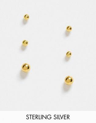 エイソス エイソス ASOS DESIGN pack of 3 sterling silver with gold plate graduated stud earrings レディース
