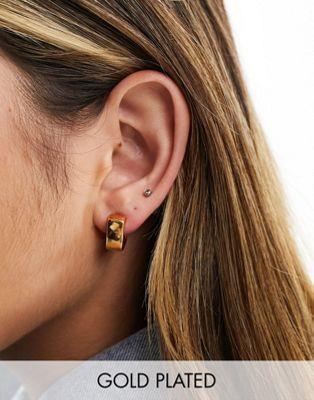 エイソス エイソス ASOS DESIGN 14k gold plated hoop earrings with squared off detail レディース