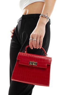 エイソス バッグ エイソス ASOS DESIGN top handle crossbody bag with twist lock in red レディース