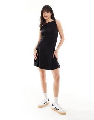 エイソス ASOS DESIGN tennis dress with dropped hem in black レディース