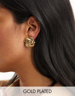 エイソス エイソス ASOS DESIGN Limited Edition 14k gold plated stud earrings with vintage look knot design in gold tone レディース
