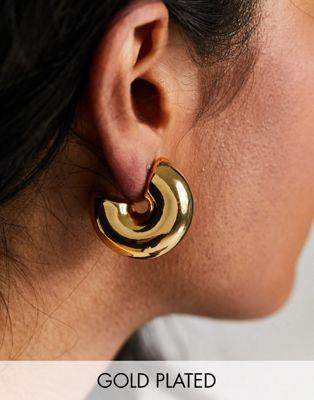 エイソス エイソス ASOS DESIGN 14k gold plated hoop earrings in super chubby design レディース