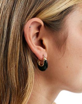 エイソス エイソス ASOS DESIGN hoop earrings with semi precious style stone in gold tone レディース