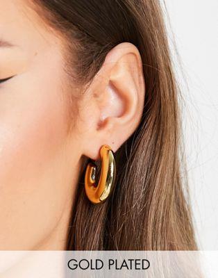 エイソス ASOS DESIGN 14k gold plated hoop earrings in chubby oval design レディース