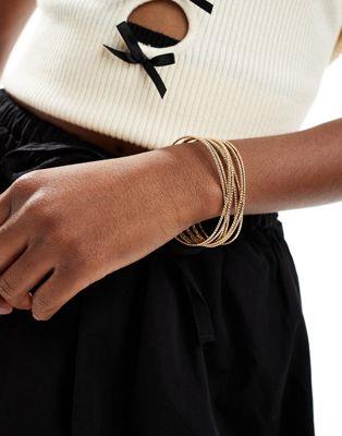 エイソス エイソス ASOS DESIGN cuff bracelet with multi fine with design in gold tone レディース
