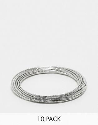 エイソス ASOS DESIGN bangle bracelets with multi fine wire design in silver tone レディース