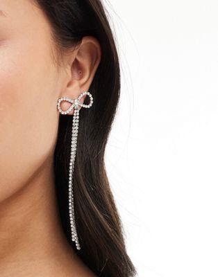エイソス エイソス ASOS DESIGN stud earrings with crystal bow design in silver tone レディース