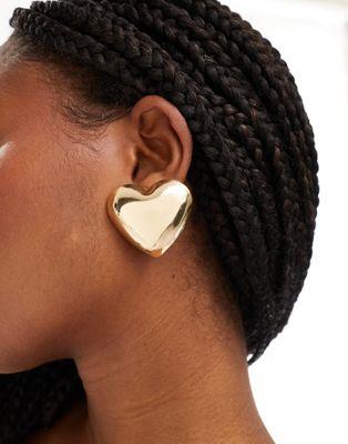 エイソス エイソス ASOS DESIGN clip on earrings with oversized puff heart in gold tone レディース