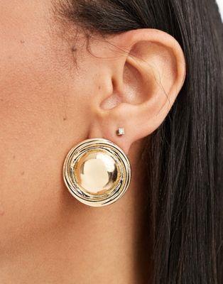 エイソス エイソス ASOS DESIGN clip on stud earrings with round vintage look design in gold tone レディース