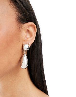 エイソス エイソス ASOS DESIGN clip on drop earrings with sphere detail in silver tone レディース