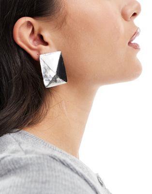 エイソス エイソス ASOS DESIGN stud earrings with rectangle angular design in silver tone レディース