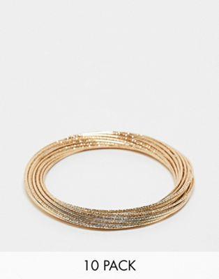 エイソス エイソス ASOS DESIGN bangle bracelets with multi fine wire design in gold tone レディース