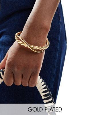 エイソス エイソス ASOS DESIGN 14k gold plated cuff bracelet with wiggle detail レディース
