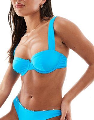 エイソス ASOS DESIGN mix and match underwired bikini top in bright blue レディース
