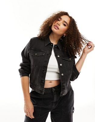 ASOS Curve  ASOS DESIGN Curve denim western jacket in wash black ǥ