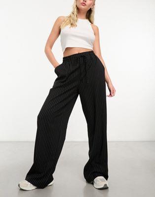  ASOS DESIGN pull on trouser in black with white stripe ǥ