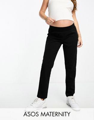 ASOS Maternity エイソス ASOS DESIGN Maternity jersey tapered suit trousers in black レディース