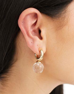 エイソス エイソス ASOS DESIGN hoop earrings with clear ball design in gold tone レディース
