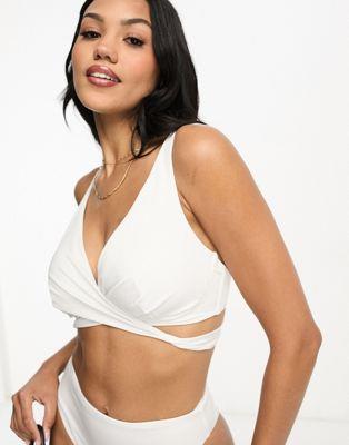 エイソス ASOS DESIGN Fuller Bust mix and match underwired wrap bikini top in white レディース