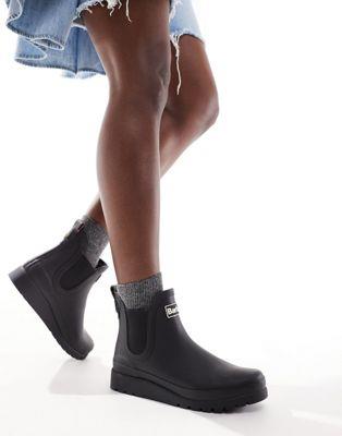 ouA[ Barbour Clifton wedge chelsea wellington boots in black exclusive to asos fB[X