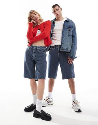 Х󥯥饤 Calvin Klein Jeans Unisex 90s straight skater shorts in grey wash - ASOS Exclusive ˥å