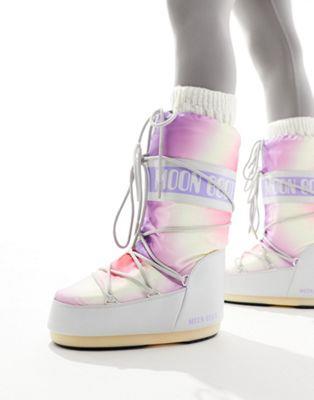 楽天サンガムーン Moon Boot high ankle snow boots in pastel tie dye レディース