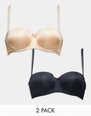 ルック New Look 2 pack multiway strapless bra in black and nude レディース