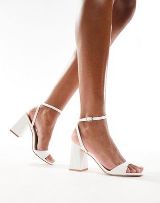 Raid RAID Wink 2 block heeled sandals in white レディース
