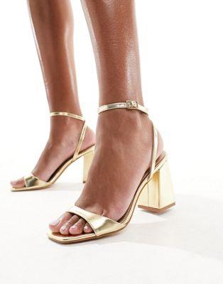 Raid RAID Wink 2 block heeled sandals in gold レディース