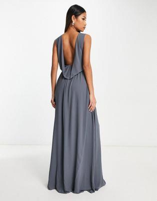 ƥե̥ TFNC Bridesmaid chiffon maxi dress with deep cowl back in da...