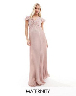 ƥե̥ TFNC Maternity Bridesmaid chiffonmaxi dress with flutter sle...