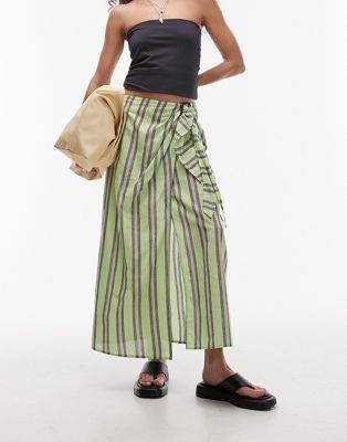 ȥåץå Topshop stripe sarong with buckle in green ǥ